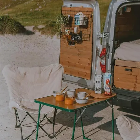 Lofoten E-campervan Pick-up Moskenes Ferry Pier Camping