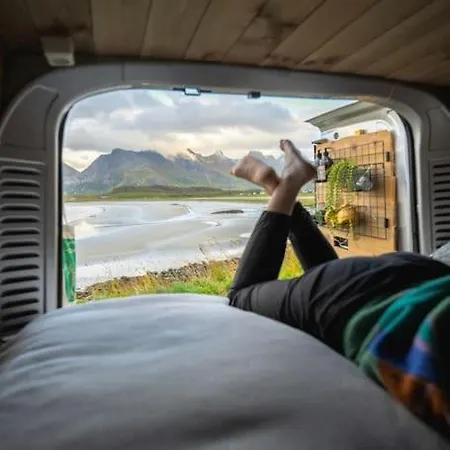 Camping Lofoten E-campervan Pick-up Moskenes Ferry Pier Ramberg